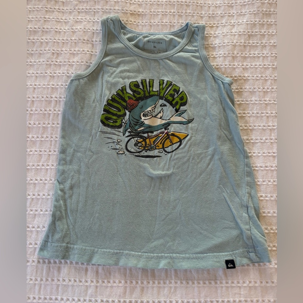 Quiksilver Light Blue Shark Graphic Kids Tank Top